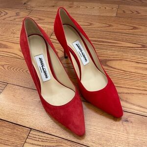 Jimmy Choo Romy 85 Red Suede Pointed Pumps